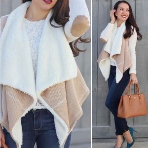 Anthropologie Saturday Sunday Sherpa lined Waterfall Cardigan Size Small